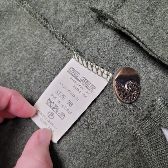 Vintage Geiger Austria green 100% pure boiled wool sweater lagenlook jacket - Picture 5 of 9